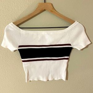 Charlotte Russe Striped Stretchy Crop Top